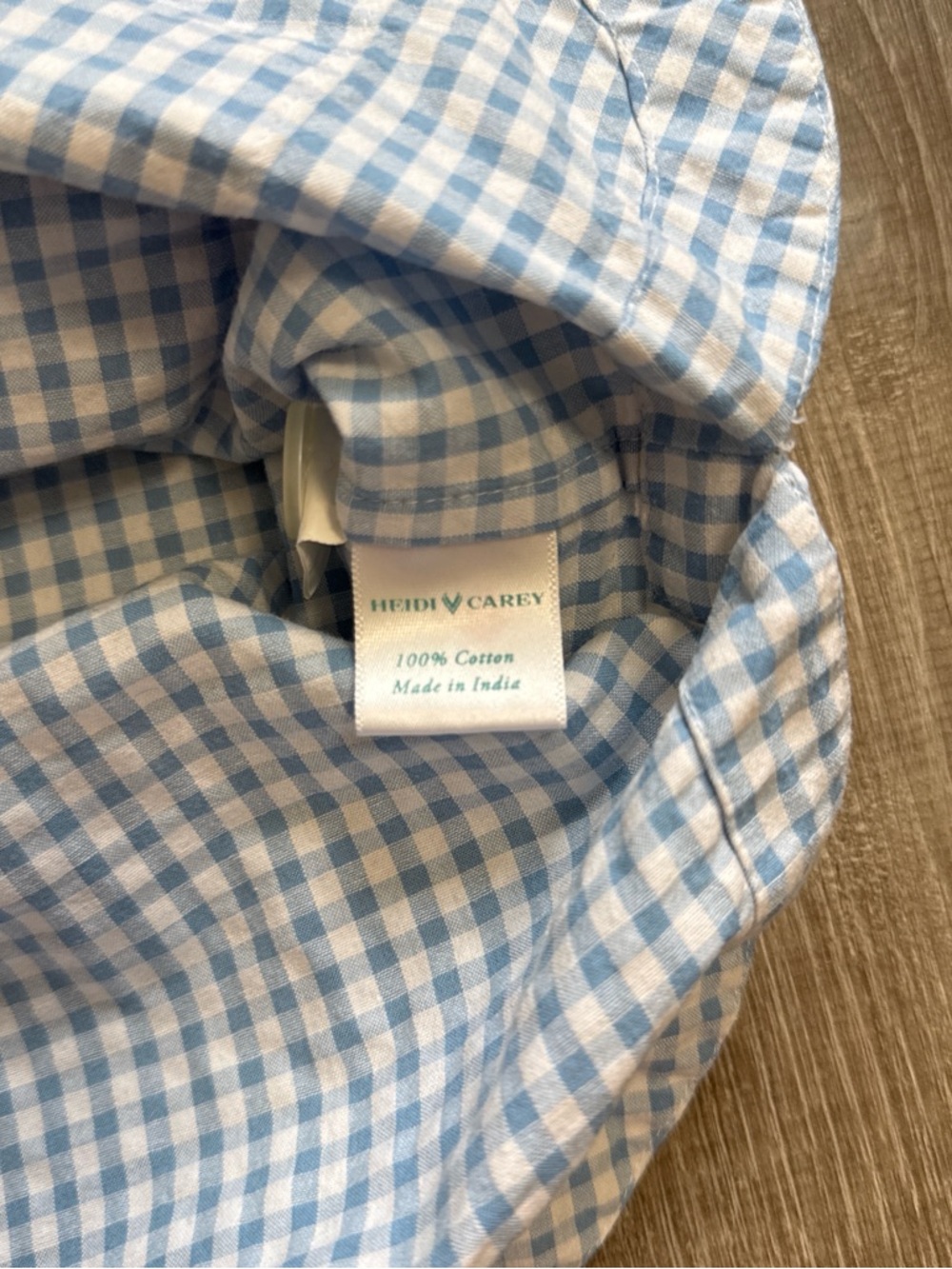 Heidi Carey 100% Cotton Gingham Scalloped Edges Pajama Top With Pockets Size M - Picture 4 of 12